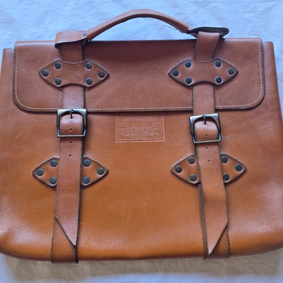 Levi's Handbags - Vintage 1970 Levi Strauss Brown Leather Briefcase